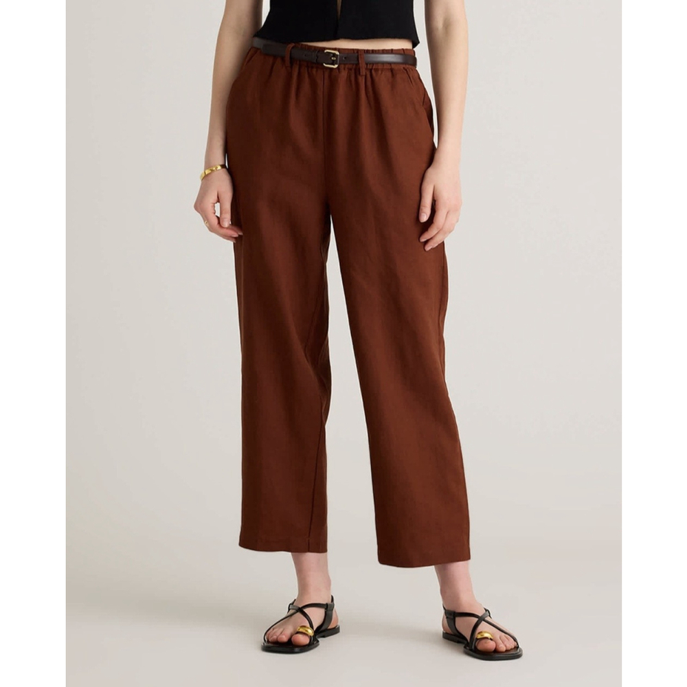 Quince Cropped Wide-Leg Pants in Rich Brown